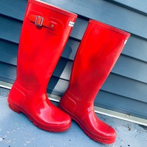 Women’s Tall Glossy Red Hunter Boots